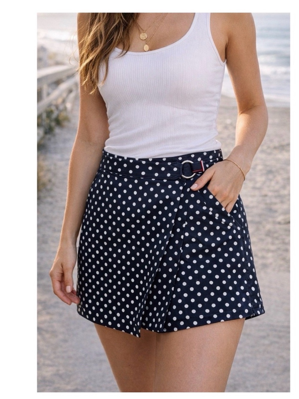 Tommy Hilfiger Navy Polka Dot Skort